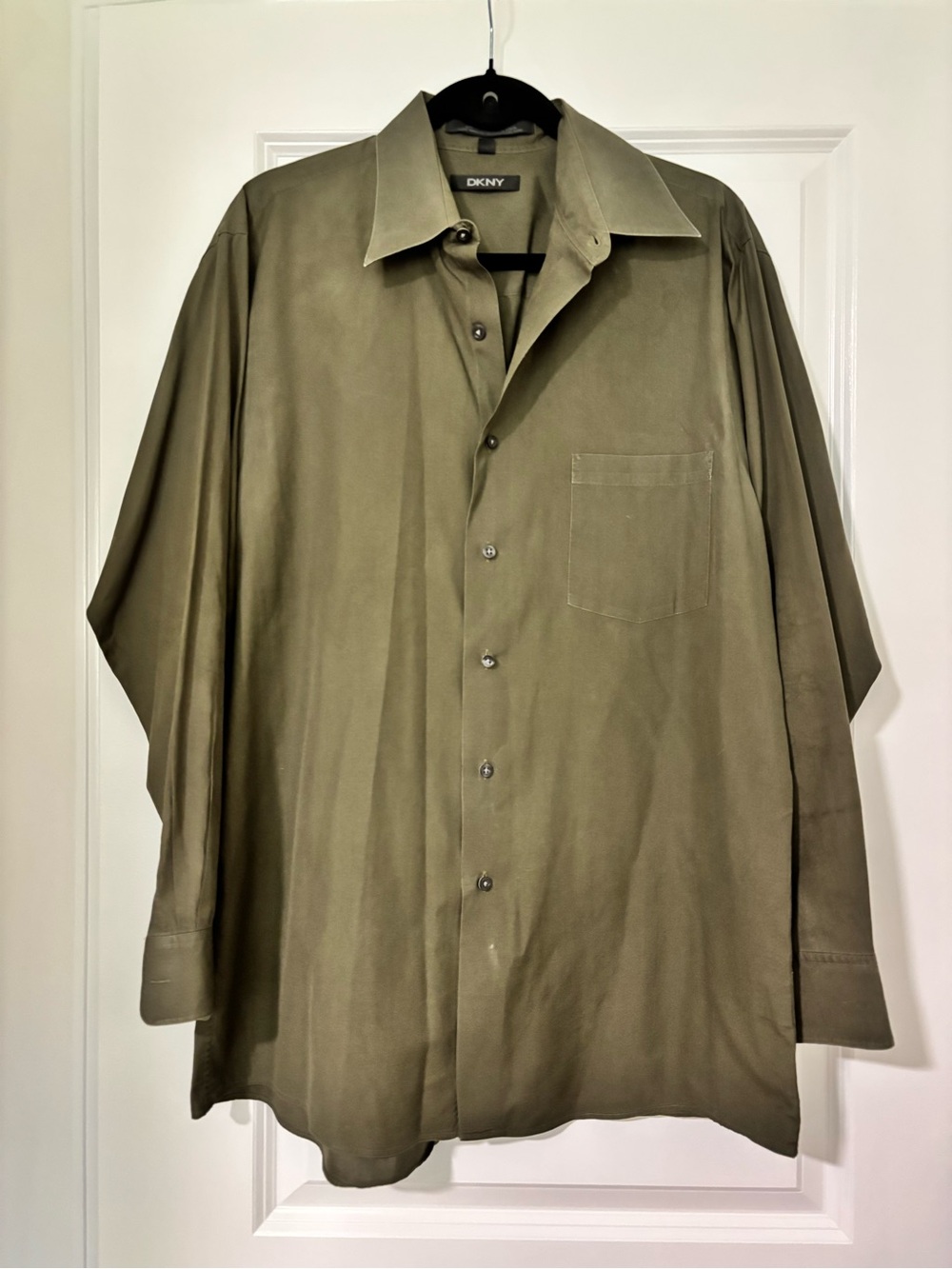 DKNY Olive Green Casual Button-Down Shirt
